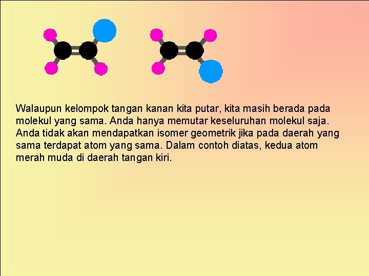 Walaupun kelompok tangan kanan kita putar, kita masih berada pada molekul yang sama. Anda