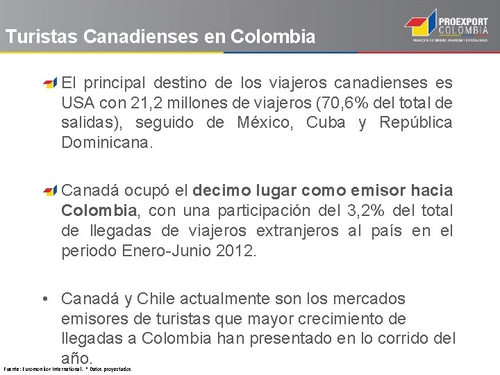 Turistas Canadienses en Colombia El principal destino de los viajeros canadienses es USA con