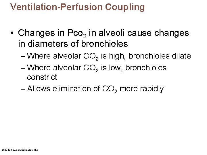 Ventilation-Perfusion Coupling • Changes in Pco 2 in alveoli cause changes in diameters of