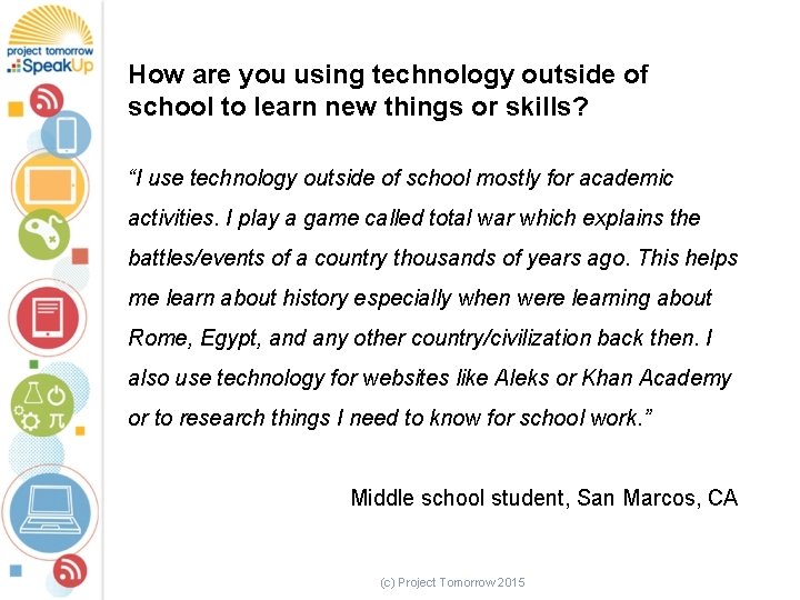 How are you using technology outside of school to learn new things or skills?