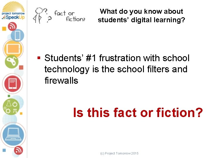 What do you know about students’ digital learning? § Students’ #1 frustration with school