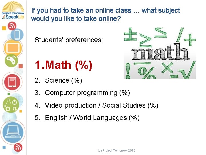 If you had to take an online class … what subject would you like