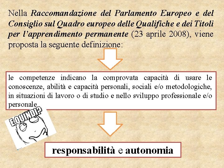 Nella Raccomandazione del Parlamento Europeo e del Consiglio sul Quadro europeo delle Qualifiche e