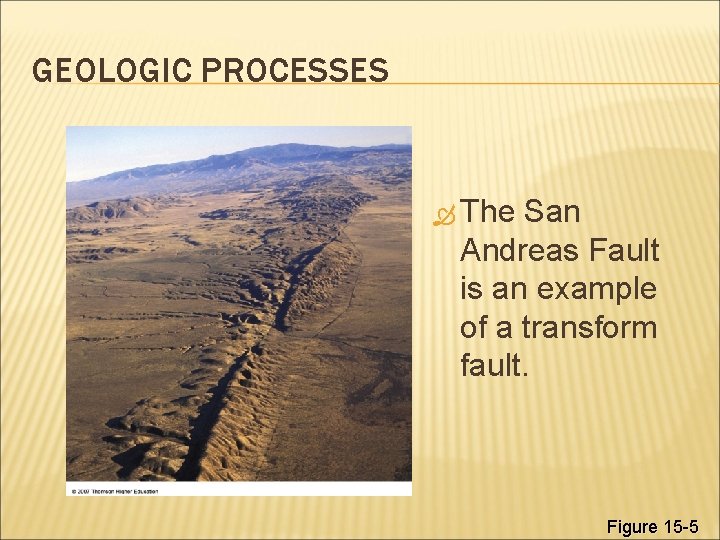 GEOLOGIC PROCESSES The San Andreas Fault is an example of a transform fault. Figure