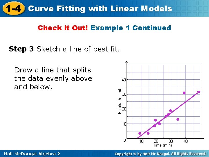 1 -4 Curve Fitting with Linear Models Check It Out! Example 1 Continued Step