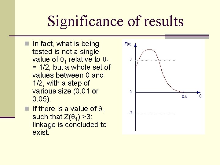 Significance of results n In fact, what is being tested is not a single