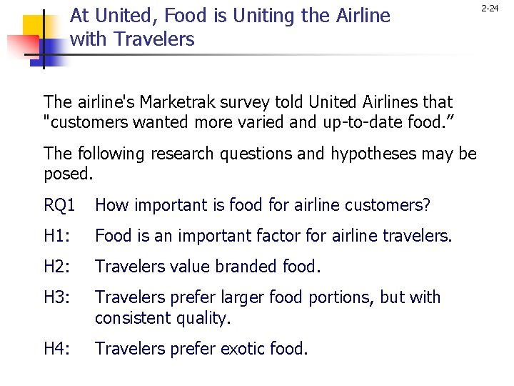 At United, Food is Uniting the Airline with Travelers 2 -24 The airline's Marketrak