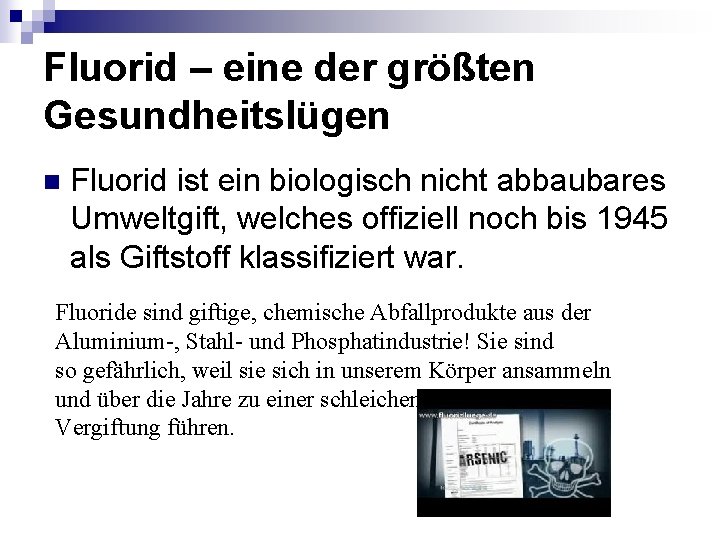 Fluorid – eine der größten Gesundheitslügen n Fluorid ist ein biologisch nicht abbaubares Umweltgift, Fluorid – eine der größten Gesundheitslügen n Fluorid ist ein biologisch nicht abbaubares Umweltgift,