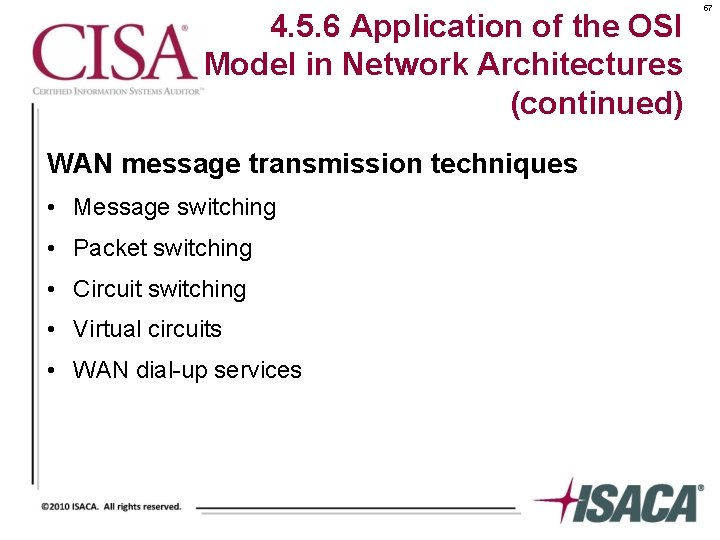 4. 5. 6 Application of the OSI Model in Network Architectures (continued) WAN message