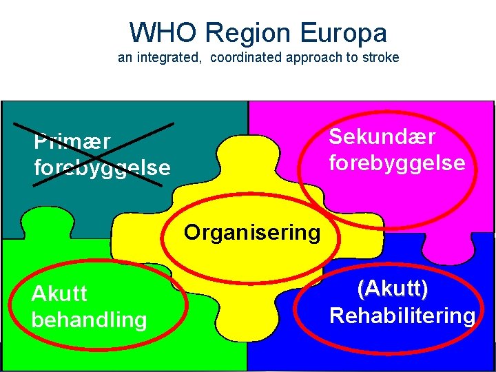 WHO Region Europa an integrated, coordinated approach to stroke Sekundær forebyggelse Primær forebyggelse Organisering