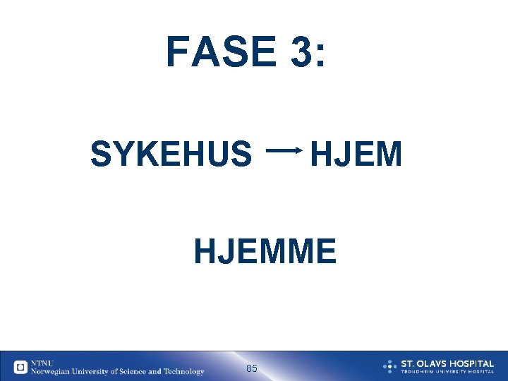 FASE 3: SYKEHUS HJEMME 85 