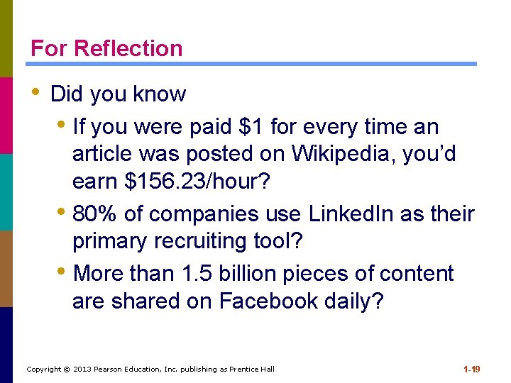 For Reflection • Did you know • If you were paid $1 for every For Reflection • Did you know • If you were paid $1 for every