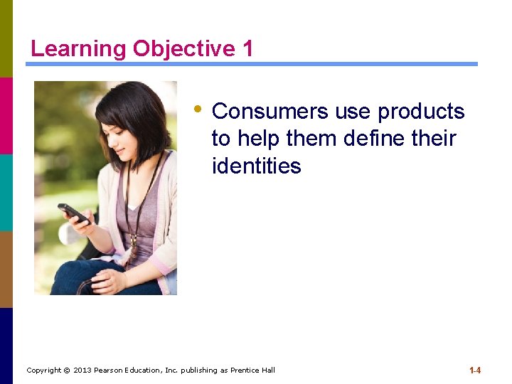 Learning Objective 1 • Consumers use products to help them define their identities Copyright Learning Objective 1 • Consumers use products to help them define their identities Copyright