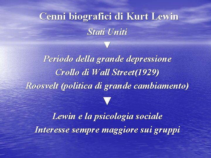 Cenni biografici di Kurt Lewin Stati Uniti ▼ Periodo della grande depressione Crollo di