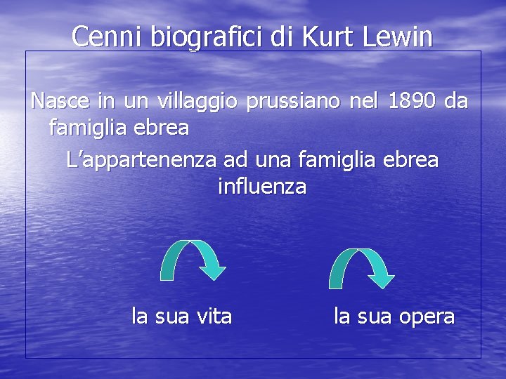 Cenni biografici di Kurt Lewin Nasce in un villaggio prussiano nel 1890 da famiglia