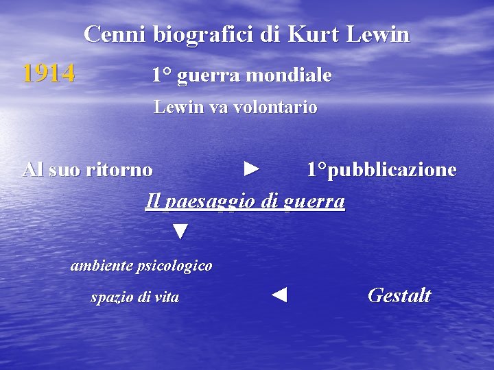 Cenni biografici di Kurt Lewin 1914 1° guerra mondiale Lewin va volontario Al suo