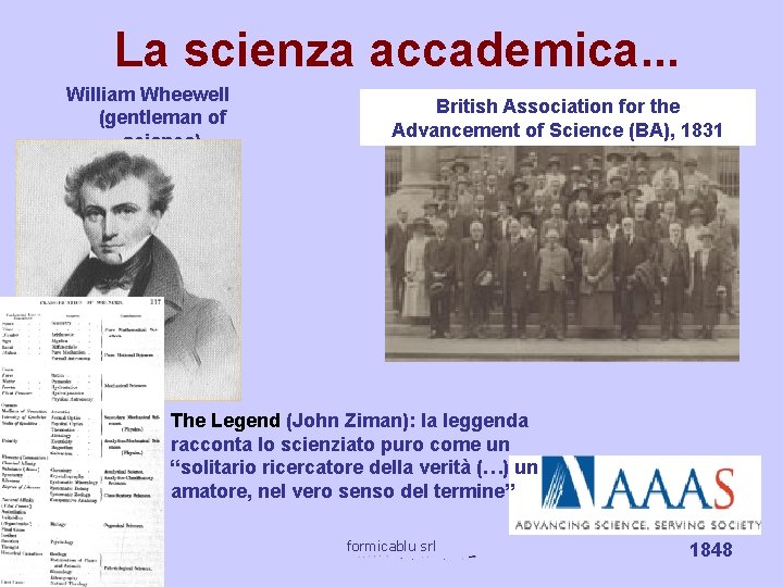 La scienza accademica. . . William Wheewell (gentleman of science) British Association for the