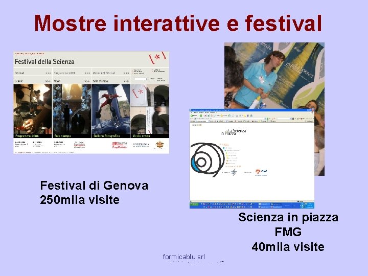 Mostre interattive e festival Festival di Genova 250 mila visite formicablu srl Scienza in