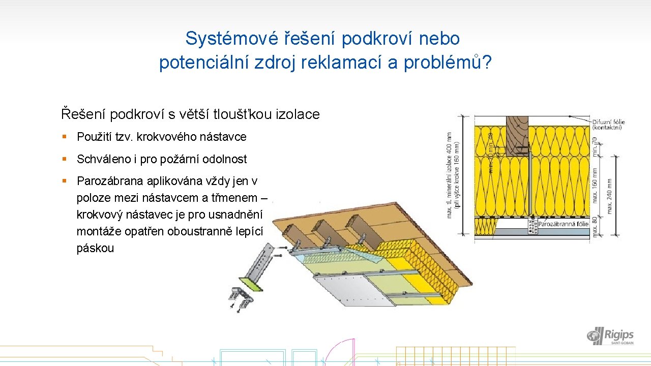 Systémové řešení podkroví nebo potenciální zdroj reklamací a problémů? Řešení podkroví s větší tloušťkou