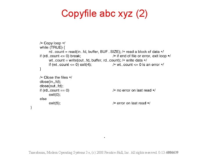 Copyfile abc xyz (2) . Tanenbaum, Modern Operating Systems 3 e, (c) 2008 Prentice-Hall,