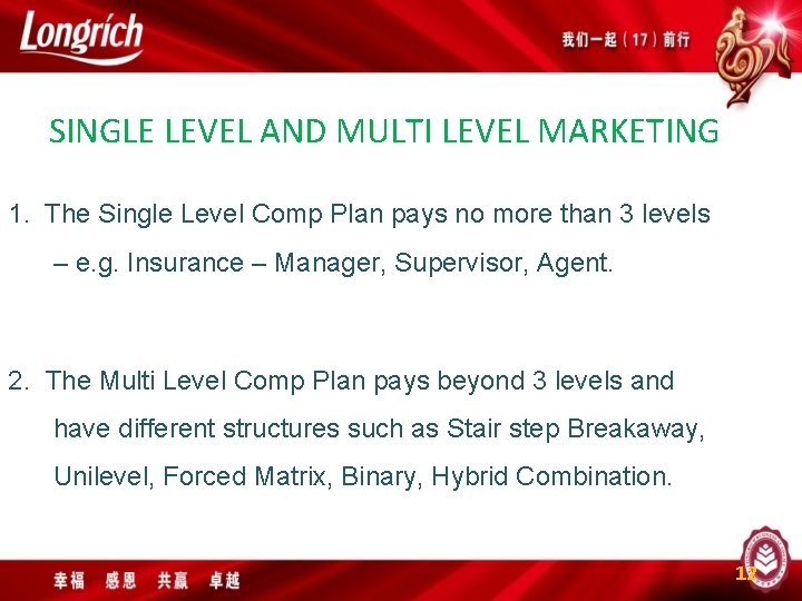 SINGLE LEVEL AND MULTI LEVEL MARKETING 1. The Single Level Comp Plan pays no