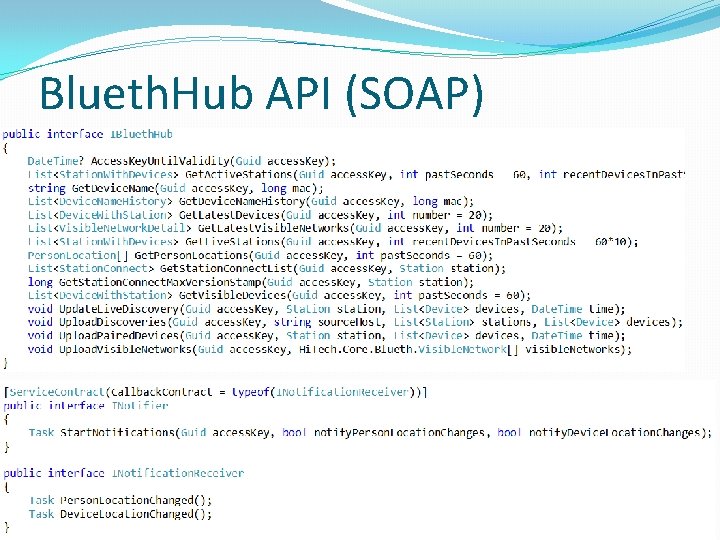 Blueth. Hub API (SOAP) 