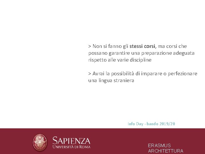 > Non si fanno gli stessi corsi, ma corsi che possano garantire una preparazione