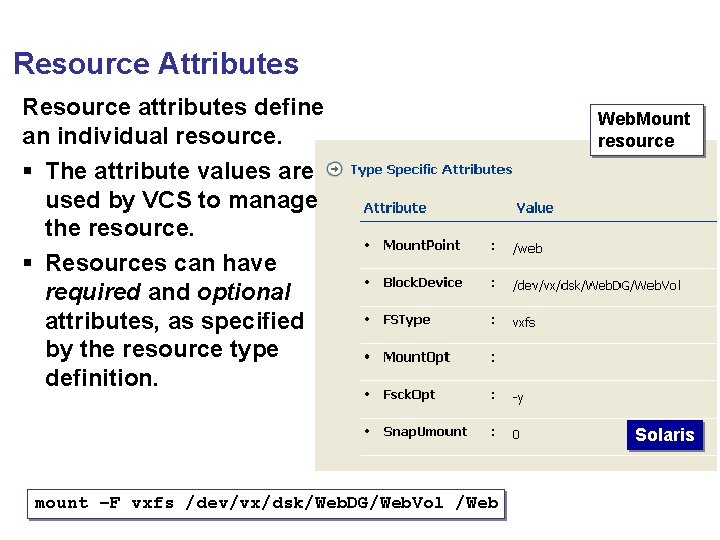 Resource Attributes Resource attributes define an individual resource. § The attribute values are used
