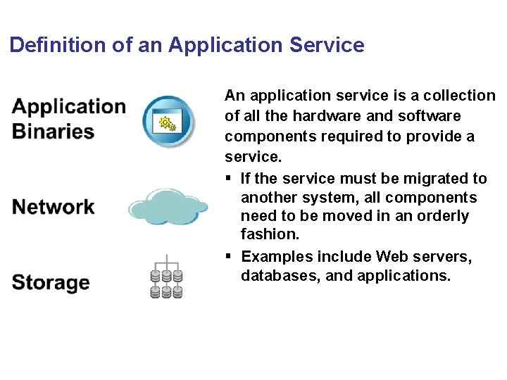 Definition of an Application Service An application service is a collection of all the