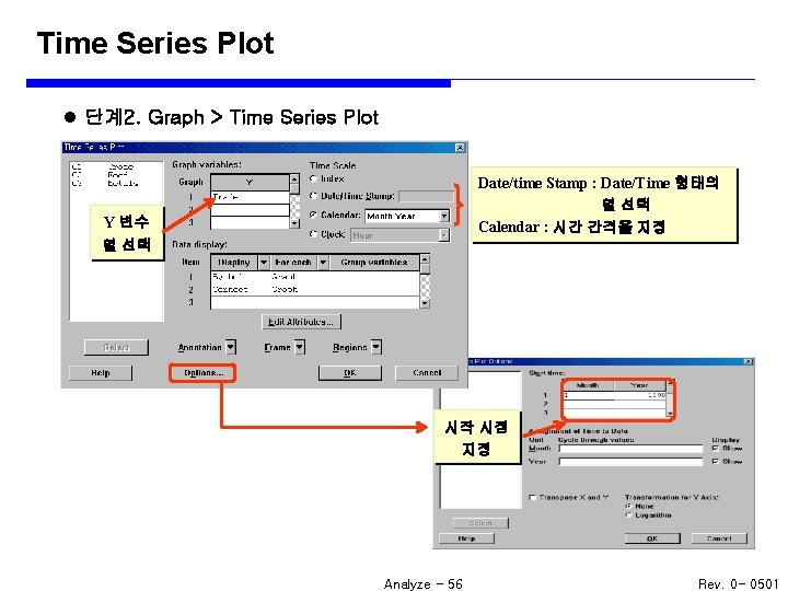 Time Series Plot l 단계2. Graph > Time Series Plot Date/time Stamp : Date/Time