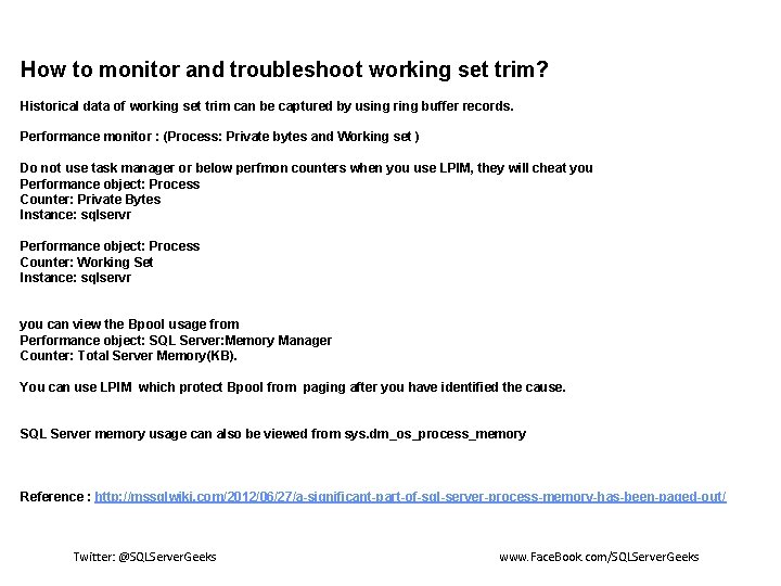 How to monitor and troubleshoot working set trim? Historical data of working set trim