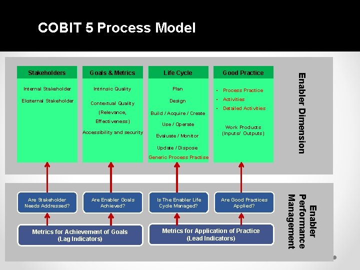 COBIT 5 Process Model Goals & Metrics Life Cycle Internal Stakeholder Intrinsic Quality Plan