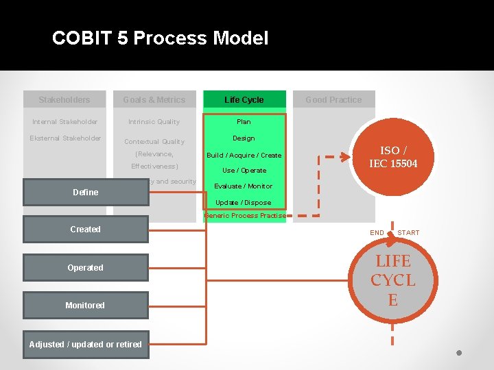 COBIT 5 Process Model Stakeholders Goals & Metrics Life Cycle Internal Stakeholder Intrinsic Quality