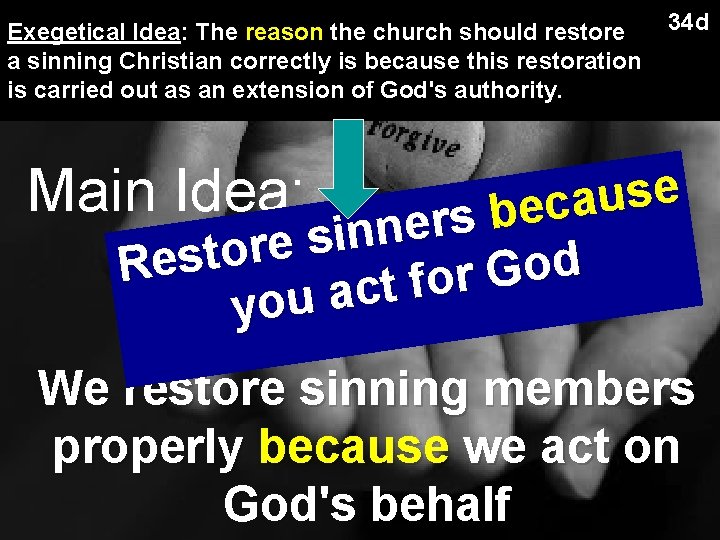 Exegetical Idea: The reason the church should restore a sinning Christian correctly is because