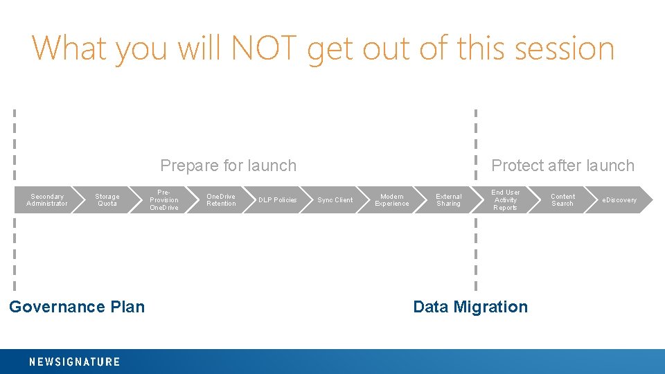 What you will NOT get out of this session Prepare for launch Secondary Administrator