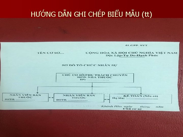 HƯỚNG DẪN GHI CHÉP BIỂU MẪU (tt) 