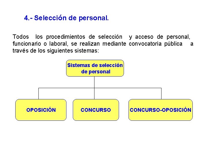 4. - Selección de personal. Todos los procedimientos de selección y acceso de personal,