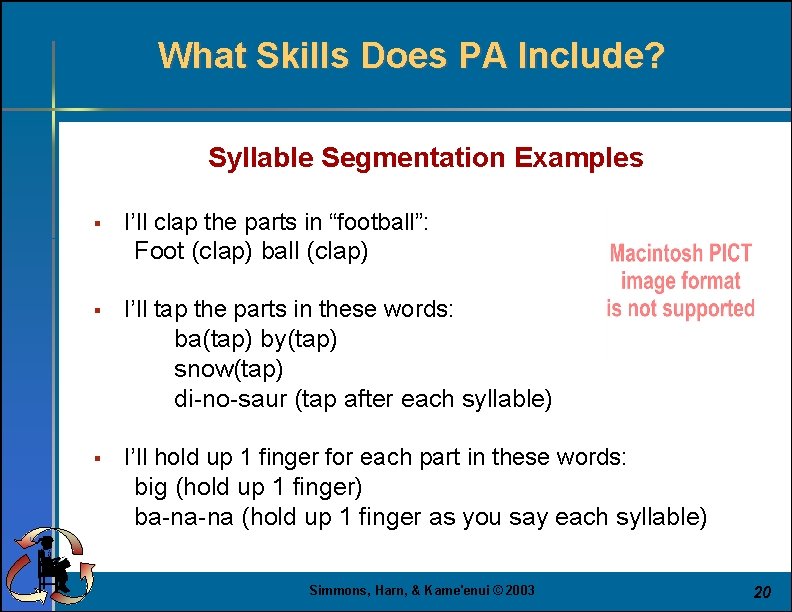 What Skills Does PA Include? Syllable Segmentation Examples § I’ll clap the parts in