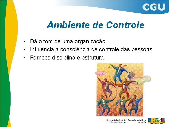 Ambiente de Controle • Dá o tom de uma organização • Influencia a consciência