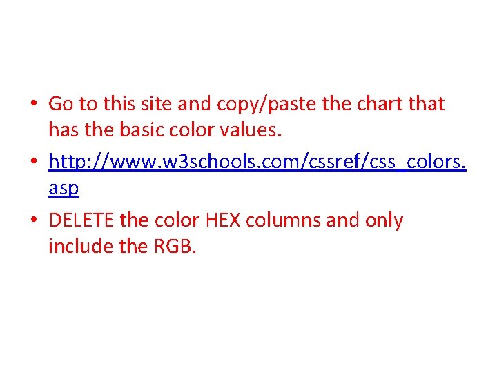  • Go to this site and copy/paste the chart that has the basic