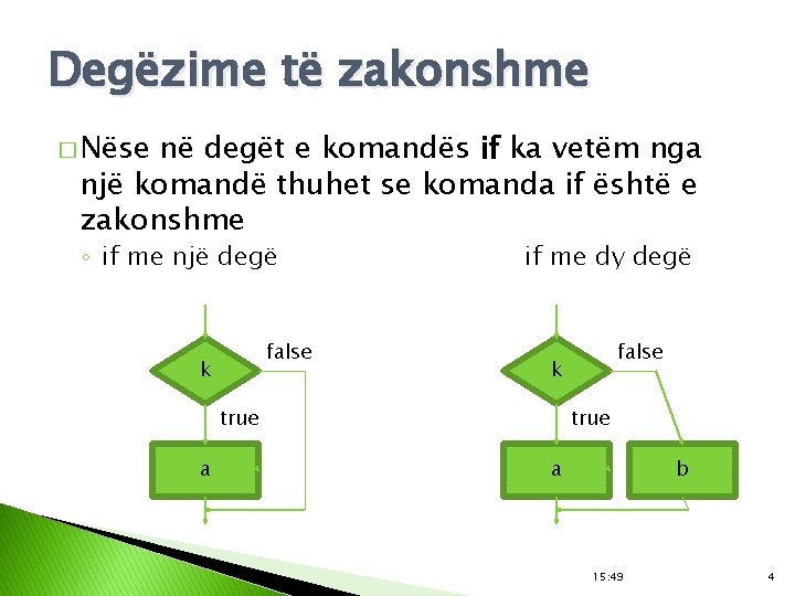 Degëzime të zakonshme � Nëse në degët e komandës if ka vetëm nga një