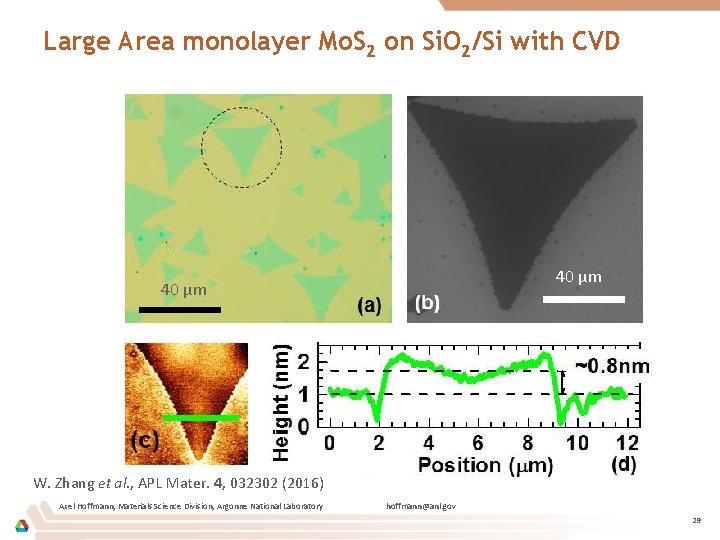 Large Area monolayer Mo. S 2 on Si. O 2/Si with CVD 40 μm