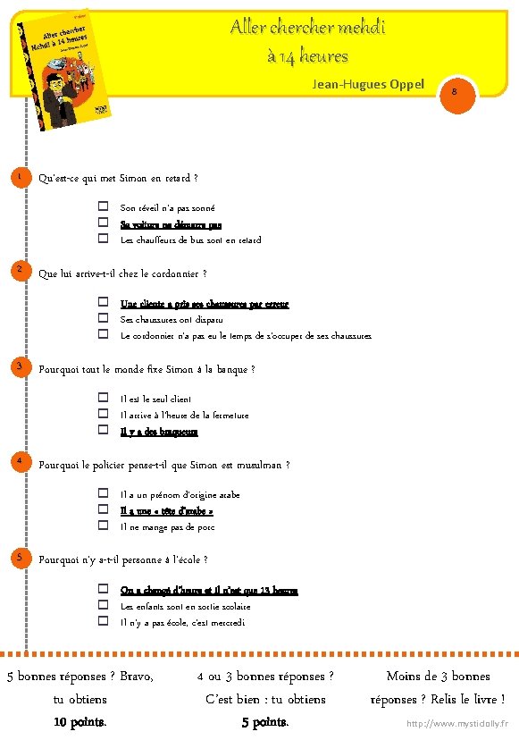 Aller cher mehdi à 14 heures Jean-Hugues Oppel 1 8 Qu’est-ce qui met Simon