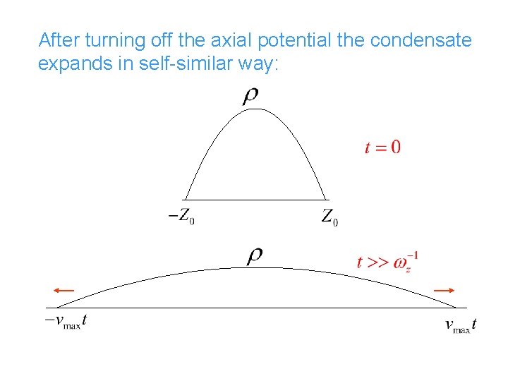 After turning off the axial potential the condensate expands in self-similar way: 