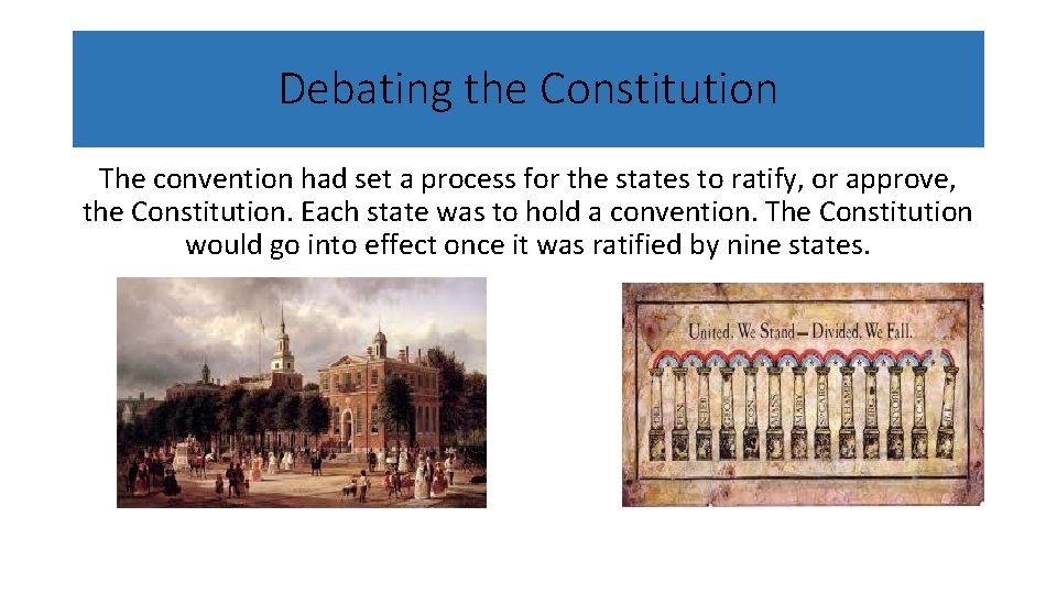 Debating the Constitution The convention had set a process for the states to ratify,