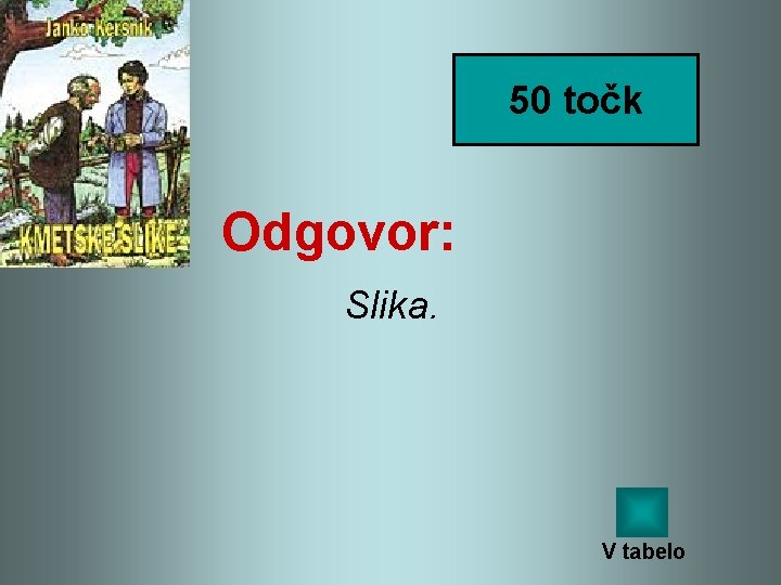 50 točk Odgovor: Slika. V tabelo 