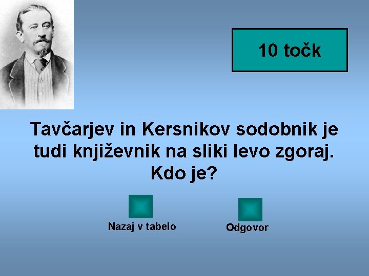 10 točk Tavčarjev in Kersnikov sodobnik je tudi književnik na sliki levo zgoraj. Kdo