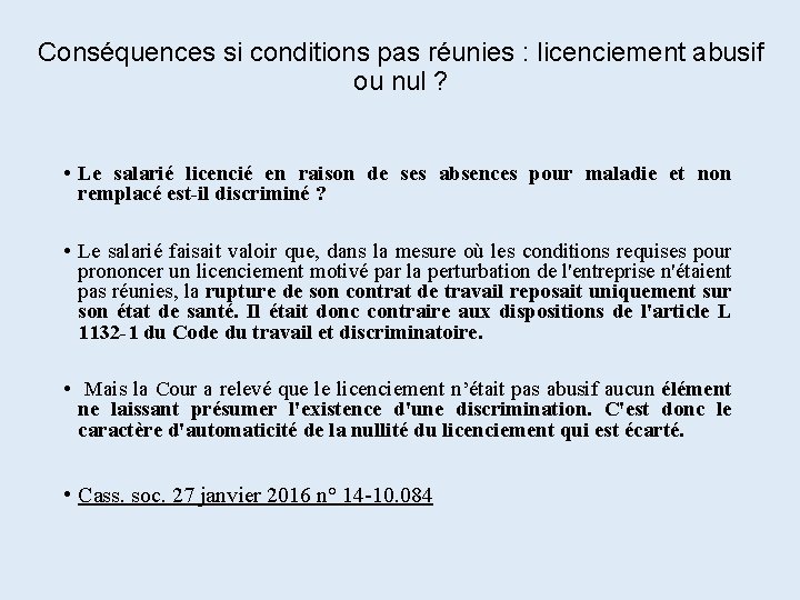 Conséquences si conditions pas réunies : licenciement abusif ou nul ? • Le salarié