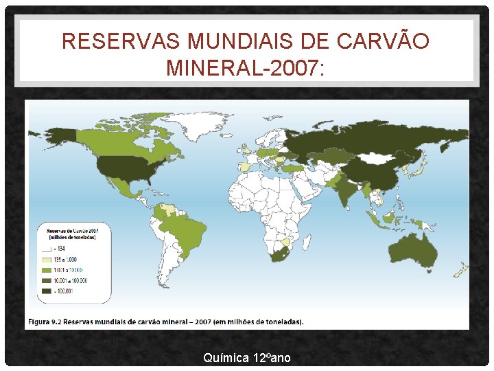 RESERVAS MUNDIAIS DE CARVÃO MINERAL-2007: Química 12ºano 