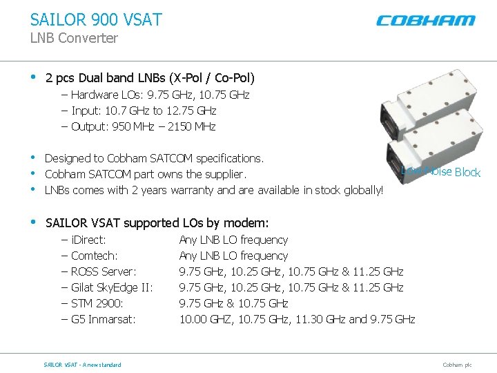 SAILOR 900 VSAT LNB Converter • 2 pcs Dual band LNBs (X-Pol / Co-Pol)